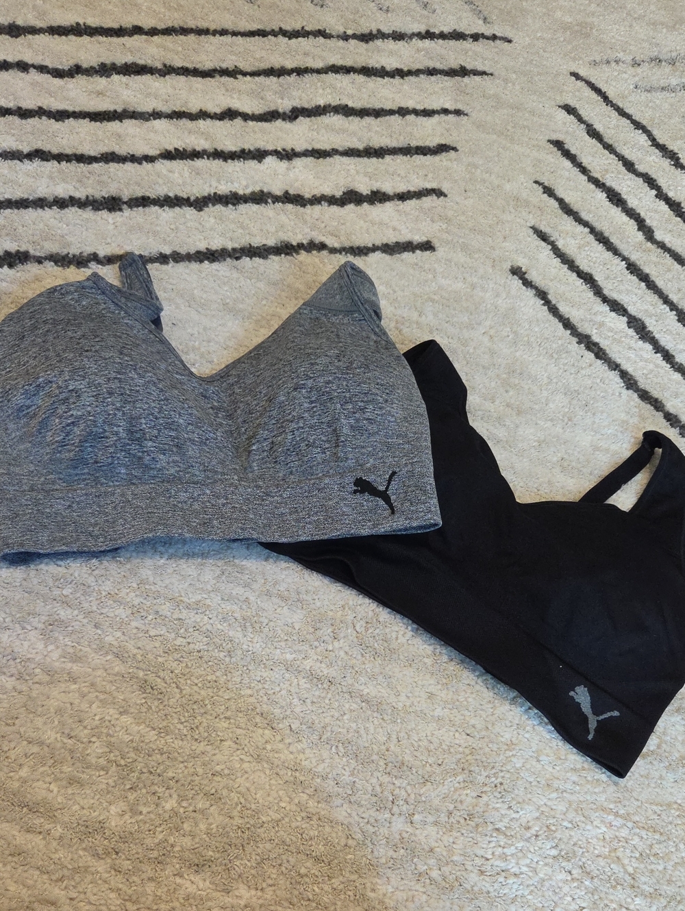 Puma Women's Seamless Sports Bra Set in Grey and Black